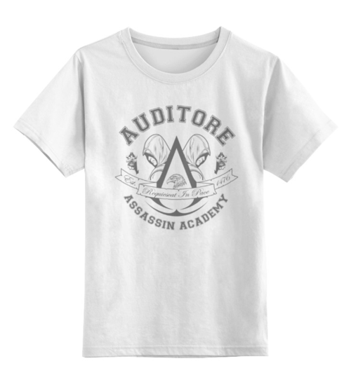 Заказать детскую футболку в Москве. Детская футболка классическая унисекс Assassin Academy. Assassin's Creed от geekbox - готовые дизайны и нанесение принтов.