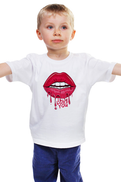 Заказать детскую футболку в Москве. Детская футболка классическая унисекс I Love You от balden - готовые дизайны и нанесение принтов.