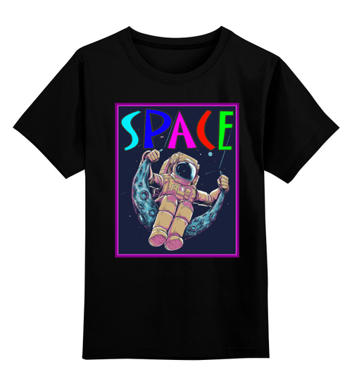 Заказать детскую футболку в Москве. Детская футболка классическая унисекс Космонавт на луне от Leichenwagen - готовые дизайны и нанесение принтов.