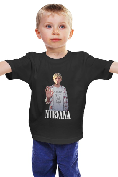 Заказать детскую футболку в Москве. Детская футболка классическая унисекс Nirvana Kurt Cobain hello t-shirt от rancid - готовые дизайны и нанесение принтов.