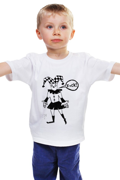 Заказать детскую футболку в Москве. Детская футболка классическая унисекс Черно-белый шут от galkagalka - готовые дизайны и нанесение принтов.