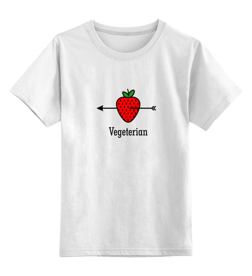 Заказать детскую футболку в Москве. Детская футболка классическая унисекс Vegeterian от catification - готовые дизайны и нанесение принтов.