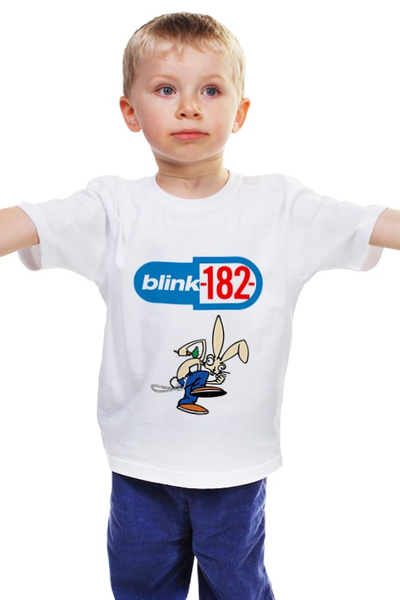 Заказать детскую футболку в Москве. Детская футболка классическая унисекс blink-182 rabbit от lozerkids - готовые дизайны и нанесение принтов.