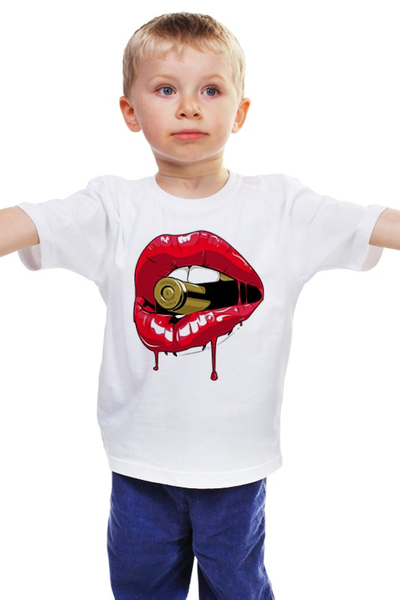 Заказать детскую футболку в Москве. Детская футболка классическая унисекс Пуля во рту от Leichenwagen - готовые дизайны и нанесение принтов.