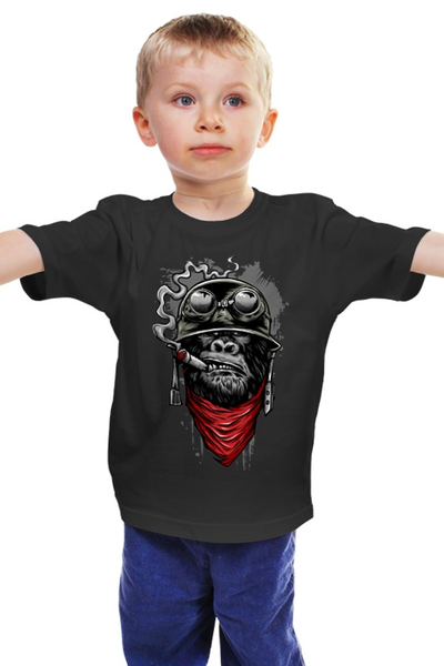 Заказать детскую футболку в Москве. Детская футболка классическая унисекс Курящая горилла от printik - готовые дизайны и нанесение принтов.