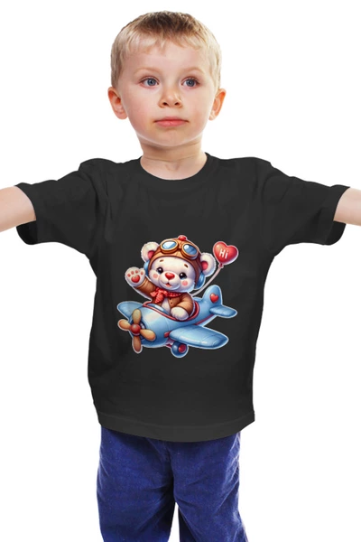 Заказать детскую футболку в Москве. Детская футболка классическая унисекс Медвежонок на самолёте от Сергей  - готовые дизайны и нанесение принтов.