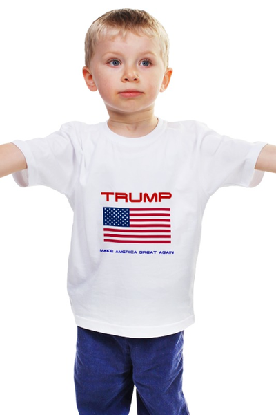 Заказать детскую футболку в Москве. Детская футболка классическая унисекс Трамп наш! от игорь попов - готовые дизайны и нанесение принтов.