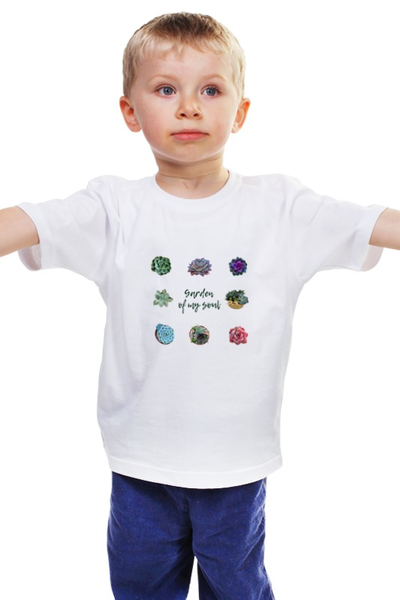 Заказать детскую футболку в Москве. Детская футболка классическая унисекс Суккуленты от AstArt - готовые дизайны и нанесение принтов.