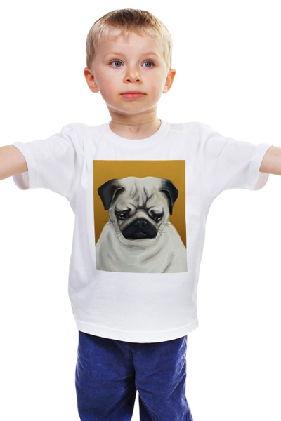 Заказать детскую футболку в Москве. Детская футболка классическая унисекс Грустный мопс от En Joy - готовые дизайны и нанесение принтов.