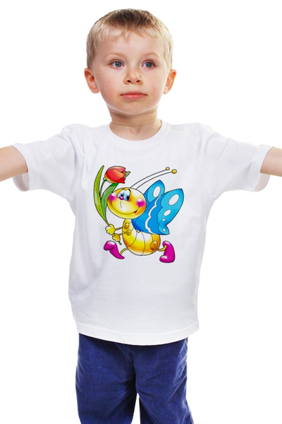 Заказать детскую футболку в Москве. Детская футболка классическая унисекс Бабочка с тюльпаном от nimal1309 - готовые дизайны и нанесение принтов.
