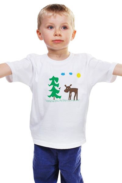 Заказать детскую футболку в Москве. Детская футболка классическая унисекс лосёнок и птичка от Karina Radomskaya - готовые дизайны и нанесение принтов.