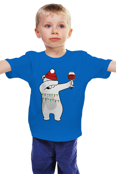 Заказать детскую футболку в Москве. Детская футболка классическая унисекс Новогодний Мишка от skynatural - готовые дизайны и нанесение принтов.