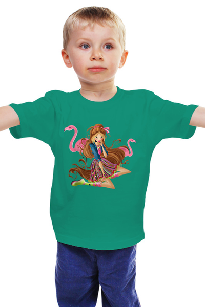 Заказать детскую футболку в Москве. Детская футболка классическая унисекс Девочка с фламинго  от ПРИНТЫ ПЕЧАТЬ  - готовые дизайны и нанесение принтов.