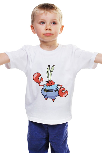 Заказать детскую футболку в Москве. Детская футболка классическая унисекс Мистер Юджин Крабс от YellowCloverShop - готовые дизайны и нанесение принтов.