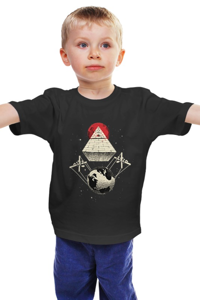 Заказать детскую футболку в Москве. Детская футболка классическая унисекс Иллюминаты управляют Миром от coolmag - готовые дизайны и нанесение принтов.