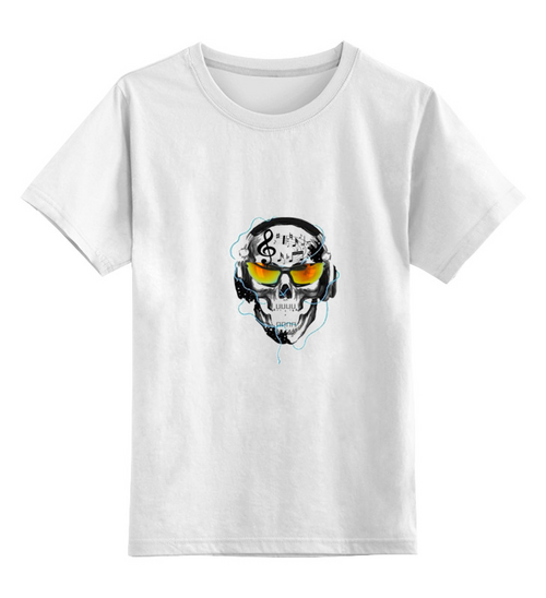 Заказать детскую футболку в Москве. Детская футболка классическая унисекс Музыкальный череп от gent777 - готовые дизайны и нанесение принтов.