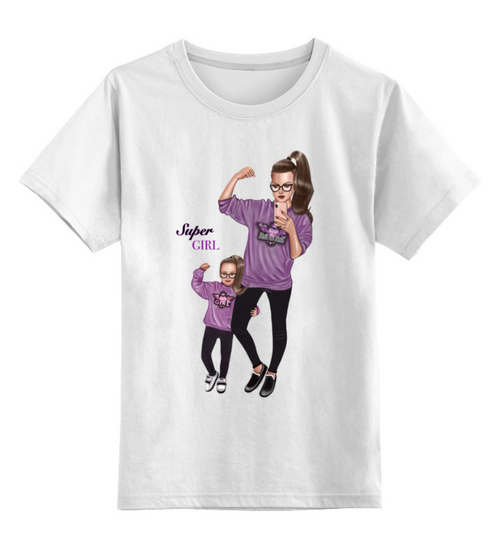 Заказать детскую футболку в Москве. Детская футболка классическая унисекс Super Mama 💕 от @kristy_art_k  - готовые дизайны и нанесение принтов.
