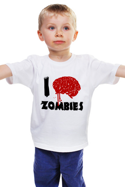 Заказать детскую футболку в Москве. Детская футболка классическая унисекс I Love Zombies от Leichenwagen - готовые дизайны и нанесение принтов.