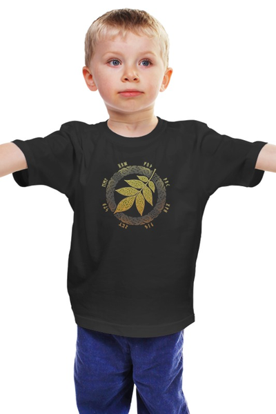 Заказать детскую футболку в Москве. Детская футболка классическая унисекс Лист Иггдрасиля от oldman - готовые дизайны и нанесение принтов.