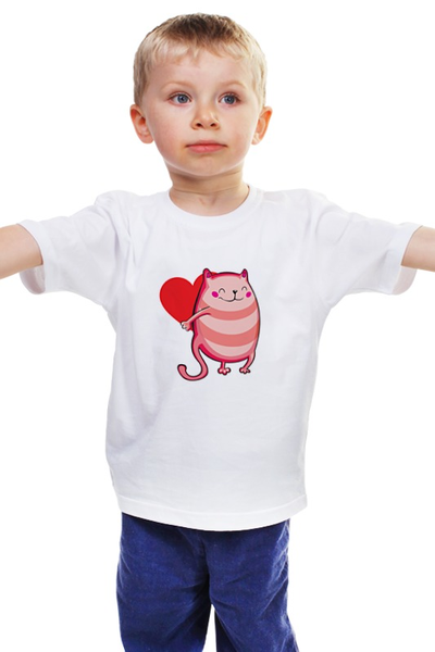 Заказать детскую футболку в Москве. Детская футболка классическая унисекс Кошечка с сердцем от austmus - готовые дизайны и нанесение принтов.