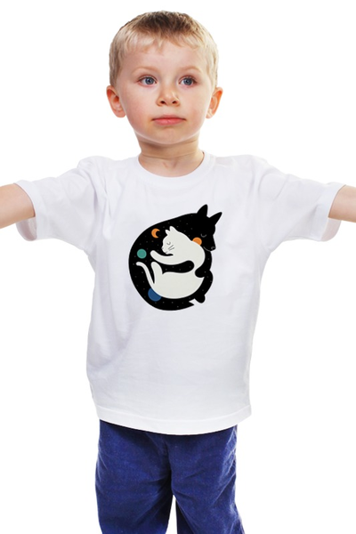 Заказать детскую футболку в Москве. Детская футболка классическая унисекс Котики обнимаются от fanart - готовые дизайны и нанесение принтов.