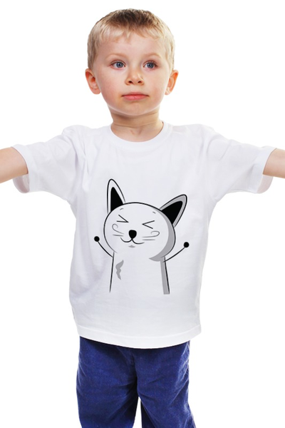 Заказать детскую футболку в Москве. Детская футболка классическая унисекс Счастливый Котэ от Chance777 - готовые дизайны и нанесение принтов.