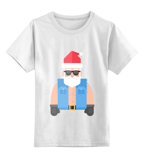 Заказать детскую футболку в Москве. Детская футболка классическая унисекс Дед Мороз-байкер от Romanova - готовые дизайны и нанесение принтов.