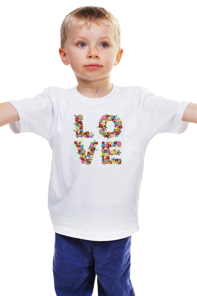 Заказать детскую футболку в Москве. Детская футболка классическая унисекс LOVE  от miss80 - готовые дизайны и нанесение принтов.