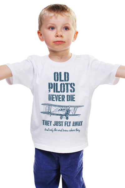 Заказать детскую футболку в Москве. Детская футболка классическая унисекс Пилоты не умирают от Рустам Юсупов - готовые дизайны и нанесение принтов.