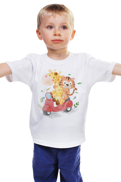 Заказать детскую футболку в Москве. Детская футболка классическая унисекс Жираф и Тигра от printeriumstore@gmail.com - готовые дизайны и нанесение принтов.