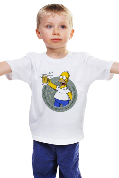 Заказать детскую футболку в Москве. Детская футболка классическая унисекс Гомер Симпсон  от ПРИНТЫ ПЕЧАТЬ  - готовые дизайны и нанесение принтов.