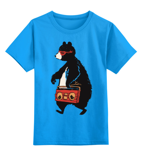 Заказать детскую футболку в Москве. Детская футболка классическая унисекс Медведь с магнитофоном от printik - готовые дизайны и нанесение принтов.