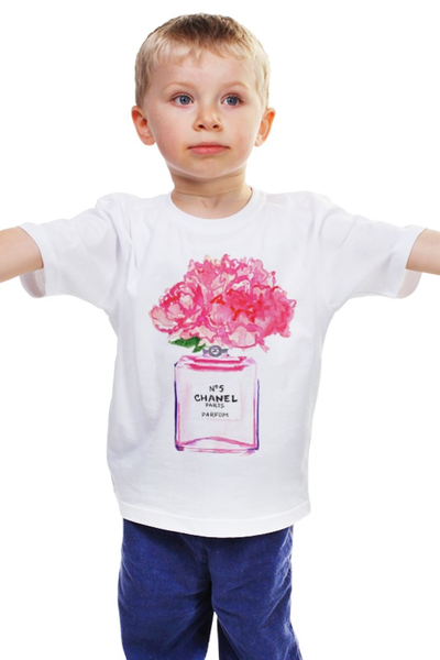 Заказать детскую футболку в Москве. Детская футболка классическая унисекс Флакон цветочных духов от Liby - готовые дизайны и нанесение принтов.