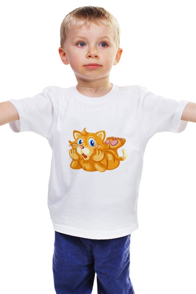 Заказать детскую футболку в Москве. Детская футболка классическая унисекс Рыжий кот от Yaroslava - готовые дизайны и нанесение принтов.