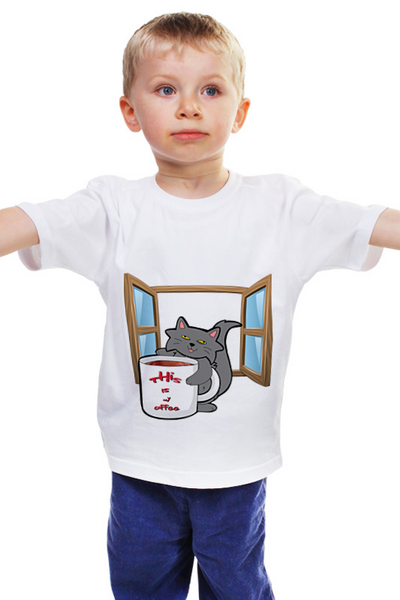Заказать детскую футболку в Москве. Детская футболка классическая унисекс Мой кофе от acidhouses - готовые дизайны и нанесение принтов.