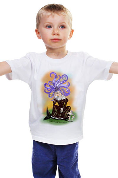 Заказать детскую футболку в Москве. Детская футболка классическая унисекс ЗАДУМЧИВАЯ ВЕДЬМА от ELENA ZHARINOVA - готовые дизайны и нанесение принтов.