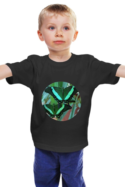 Заказать детскую футболку в Москве. Детская футболка классическая унисекс Зеленые бабочки от aleksandra.boldy@mail.ru - готовые дизайны и нанесение принтов.