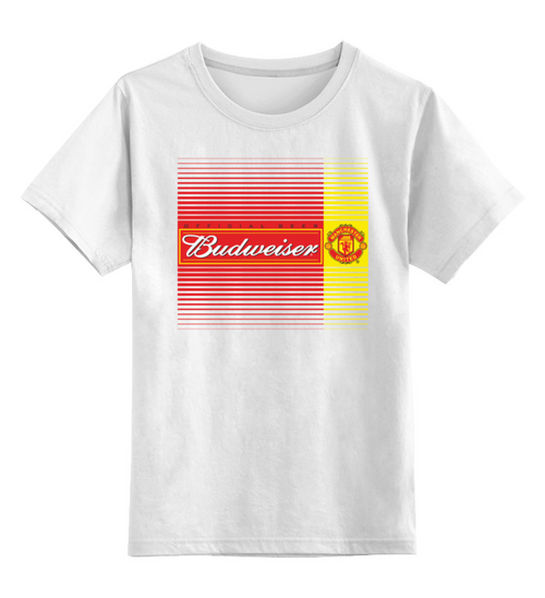 Заказать детскую футболку в Москве. Детская футболка классическая унисекс Budweiser Manchester United от balden - готовые дизайны и нанесение принтов.