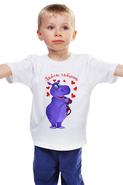Заказать детскую футболку в Москве. Детская футболка классическая унисекс Бегемотик от vch - готовые дизайны и нанесение принтов.