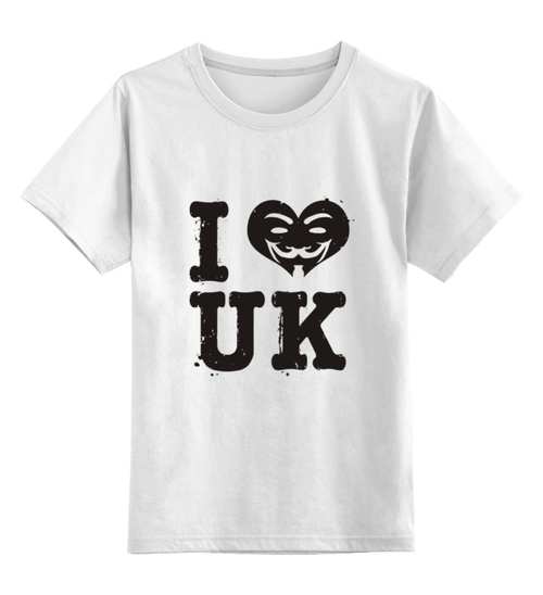 Заказать детскую футболку в Москве. Детская футболка классическая унисекс UK Love от skynatural - готовые дизайны и нанесение принтов.