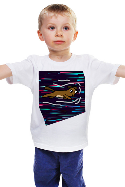 Заказать детскую футболку в Москве. Детская футболка классическая унисекс Собачка на фоне от ALN  shop - готовые дизайны и нанесение принтов.