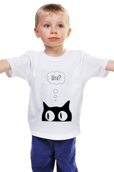 Заказать детскую футболку в Москве. Детская футболка классическая унисекс Шта?? от catification - готовые дизайны и нанесение принтов.