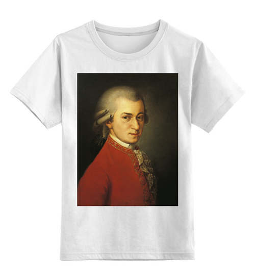 Заказать детскую футболку в Москве. Детская футболка классическая унисекс Портрет Вольфганга Амадея Моцарта (кисти Крафт) от trend - готовые дизайны и нанесение принтов.