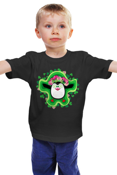 Заказать детскую футболку в Москве. Детская футболка классическая унисекс Летний Пингвин в венке от IrinkaArt  - готовые дизайны и нанесение принтов.