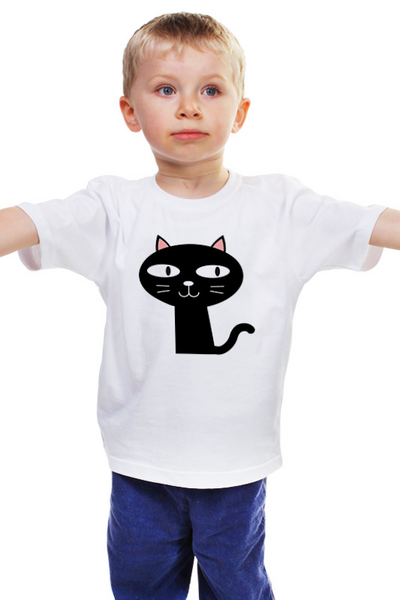 Заказать детскую футболку в Москве. Детская футболка классическая унисекс ЧЕРНЫЙ КОТИК от cooldesign  - готовые дизайны и нанесение принтов.