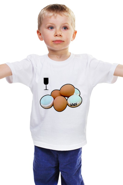 Заказать детскую футболку в Москве. Детская футболка классическая унисекс Яички от Wax  - готовые дизайны и нанесение принтов.