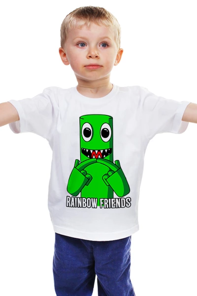 Заказать детскую футболку в Москве. Детская футболка классическая унисекс Радужные друзья: Зеленый от weeert - готовые дизайны и нанесение принтов.