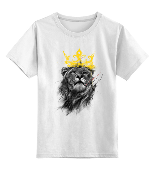 Заказать детскую футболку в Москве. Детская футболка классическая унисекс Лев в короне от printik - готовые дизайны и нанесение принтов.