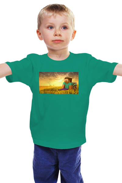 Заказать детскую футболку в Москве. Детская футболка классическая унисекс Майнкрафт от queen  - готовые дизайны и нанесение принтов.