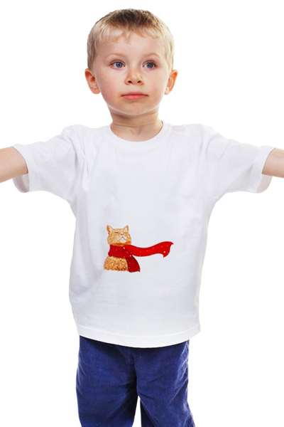 Заказать детскую футболку в Москве. Детская футболка классическая унисекс Рыжий Кот от printik - готовые дизайны и нанесение принтов.